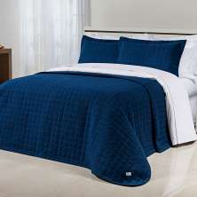 Cobre Leito Clássico Queen Azul Marinho 200 Fios 100% Algodão 3 Peças 2,60m x 2,40m