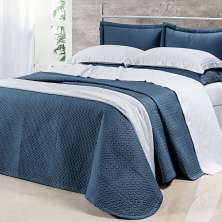 Cobre Leito King Size 400 Fios Egípcio 100% Algodão Azul + Jogo de Cama - 7 Peças