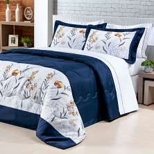 Cobre Leito King Size Azul Marinho Micropercal 200 Fios 3 Peças
