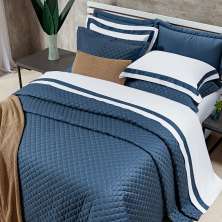 Cobre Leito Queen Size Azul 400 Fios Egípcio 100% Algodão 3 Peças 2,60m x 2,40m com Porta Travesseiro