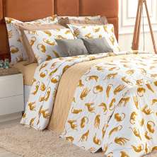 Cobre Leito Solteiro Estampado Animal 2 Peças 100% Algodão 200 Fios