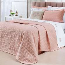 Cobre Leito Tamanho Super King Rosa Micro Percal Peletizado 200 Fios + Jogo de Cama - 7 Peças