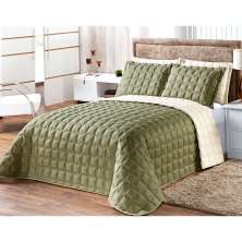 Cobre Leito Verde Clássico Matelado Dupla Face 3 Peças