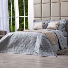 Colcha Cinza 100% Algodão King Size Matelada 3 Peças