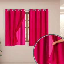 Cortina Blackout Corta Luz com Voil para Quarto Pink 2,80m x 1,80m para Varão Simples de 2 metros