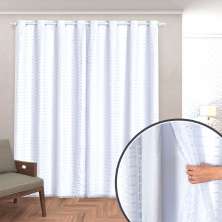 Cortina Blecaute com Voal Xadrez 2,80m x 2,30m Branco ideal para Varão Simples de 2 Metros