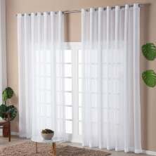 Cortina Tecido Voil Flamê Branca 5,00m x 2,70m - Ideal para Varão Simples de 4 Metros