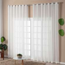 Cortina Voal Flamê Palha 2,70m x 1,80m - Ideal para Varão Simples de 2 Metros