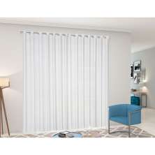 Cortina Voil 10m x 2,80m Branco para Varão de 1,80m Simples