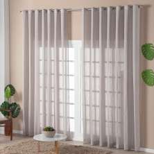 Cortina Voil Flamê Cinza 5,00m x 2,70m - Ideal para Varão Simples de 4 Metros