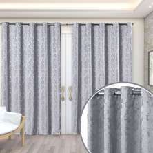 Cortina para Varão Jacquard 4,00m x 2,70m Cinza ideal para Varão Simples de 3 Metros
