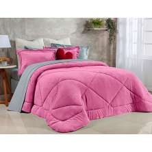Edredom Rosa Dupla Face Queen Size Soft Microfibra 2,60m x 2,40