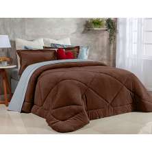 Edredom Solteiro Tabaco Soft Microfibra + Jogo de Cama 400 Fios Micro Percal