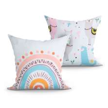 Jogo Capa Almofada Branca Estampada Decorativa 2 Unidades 45cm x 45cm com zíper Tecido MIcrofibra