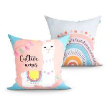 Jogo Capa Almofada Colorida para Quarto Decorativa 2 Unidades 45cm x 45cm com zíper MIcrofibra