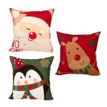 Jogo Capa de Almofada para Natal Suede Estampada 3 Unidades 40cm x 40cm com zíper
