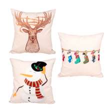 Jogo Capa de Almofada para Natal Suede Estampada 3 Unidades 40cm x 40cm com zíper