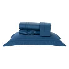 Jogo Lençol Queen Size Azul 400 Fios Egípcio 100% Algodão 4 Peças