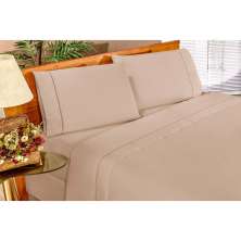 Jogo de Cama Ponto Palito Casal Cáqui 4 Peças 2,60m x 2,20
