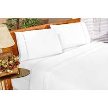 Jogo de Cama Ponto Palito Queen Size Branco 4 Peças 2,60m x 2,40m
