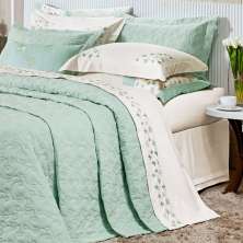 Jogo de Cama Queen Size Palha / Verde 200 Fios 100% Algodão 4 Peças