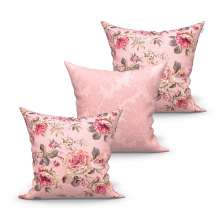 Jogo de Capa de Almofada Grande Decorativa Rosê Floral 60cm x 60cm 3 Unidades com zíper