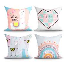 Kit 4 Capas Almofadas Decorativas 45cm x 45cm Estampada para Sala ou Quarto com zíper Tecido Microfibra