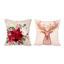 Kit Almofada 2 Unidades Natal Estampada Decorativa 40cm x 40cm Tecido Suede com refil de Silicone
