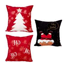 Kit Almofada Estampada Natal Decorativa Tecido Suede 3 Unidades 40cm x 40cm com Refil