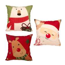 Kit Almofada Estampada Natal Decorativa Tecido Suede 3 Unidades 40cm x 40cm com Refil