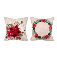 Kit Almofada Natal 2 Unidades Estampada Decorativa 40cm x 40cm Tecido Suede com refil de Silicone