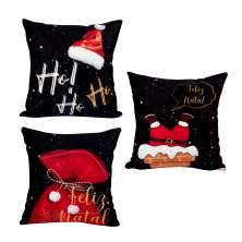 Kit Almofada Natal Estampada Decorativa 3 Unidades 40cm x 40cm Tecido Suede com Refil de Silicone