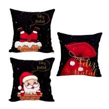 Kit Almofada Natalina Estampada Decorativa 3 Unidades 40cm x 40cm Tecido Suede com Refil de Silicone
