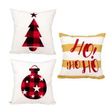 Kit Almofada Natalina Estampada Decorativa 3 Unidades 40cm x 40cm Tecido Suede com Refil de Silicone