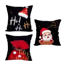 Kit Almofada Tema de Natal Decorativa Tecido Suede 3 Unidades 40cm x 40cm com Refil