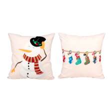 Kit Almofada de Natal Estampada Suede 2 Unidades 40cm x 40cm com Refil de Silicone Macio