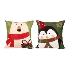 Kit Almofada de Natal Estampada Suede 2 Unidades 40cm x 40cm com Refil de Silicone Macio