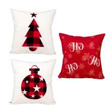 Kit Almofada para Natal Estampada Tecido Suede 3 Unidades 40cm x 40cm com Refil de Silicone