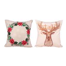 Kit Almofada para Natal Estampada de Suede 40cm x 40cm - 2 Unidades com Refil