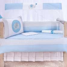 Kit Berço Padrão Americano Elefante Azul 10 Peças