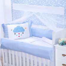 Kit Berço Zany Amorzinho Azul 9 Peças Padrão Americano Azul