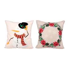 Kit Capa Almofada Decorativa Natal Estampada Tecido Suede 40cm x 40cm com zíper