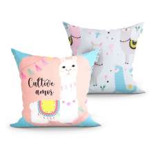 Kit Capa Almofada Estampada para Quarto 2 Unidades 45cm x 45cm com zíper Microfibra
