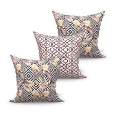Kit Capa de Almofada Grande Decorativa Marrom Estampada 60cm x 60cm 3 Unidades com zíper para Área Externa/Sala
