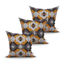 Kit Capa de Almofada Grande Decorativa Preta Geométrica 60cm x 60cm com 3 Unidades com zíper