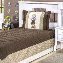 Kit Cobre Leito Infantil Menino 2 Peças Tabaco Matelado
