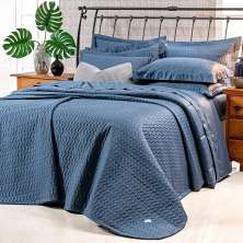 Kit Cobre Leito King Size 400 Fios Egípcio 100% Algodão Azul + Jogo de Cama - 7 Peças