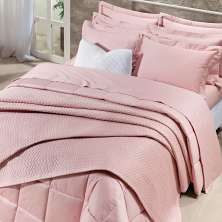 Kit Cobre Leito Queen 400 Fios Egípcio 100% Algodão Rosa + Jogo de Cama - 7 Peças