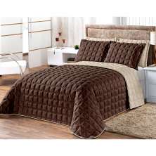 Kit Cobre Leito Tabaco Matelado Dupla Face 3 Peças Queen Size