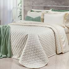 Kit Cobre Leito Venetto Queen Size Palha 400 Fios Egípcio 100% Algodão + Jogo de Cama - 7 Peças